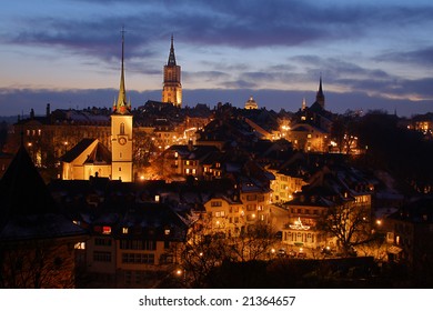 Winter Night In Bern, Switzerland (HDR Image)