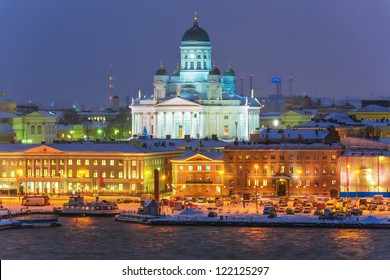 Winter night scenery of the Old Town in Helsinki, Finland - Powered by Shutterstock