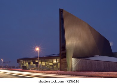 A Winter Night Shot Of The Canadian War Museum In Ottawa.