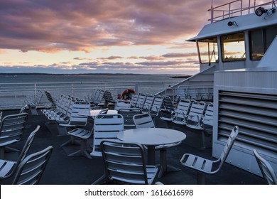 Winter On The Upper Deck Of The Martha's Vineyard Ferry Island Home