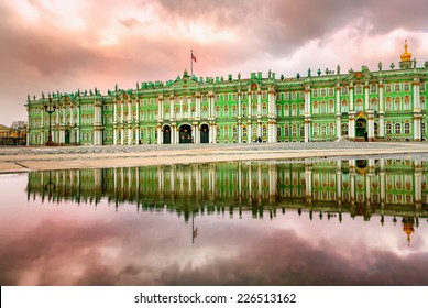 Winter Palace On Sunset, St Petersburg, Russia