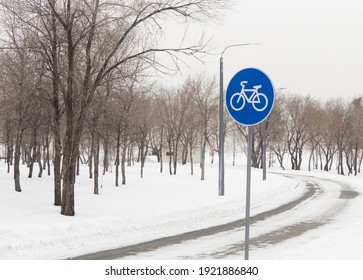 Winter Park, Path For Bicycles, Road Sign - Place For Bicycles