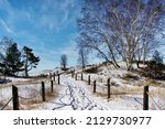 Winter pathway at Kohler Andre State Park near Sheboygan, Wisconsin