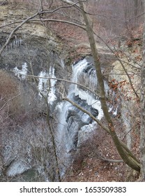 Winter Plung Waterfall Is Frozen