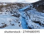 Winter Rapids and Ice Formations Downstream of Barnafoss