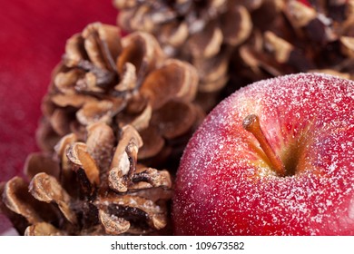 Winter red apple and pine cones christmas aroma
