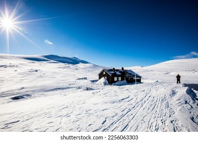 Winter in Reinheim Cabin, Dovrefjell National Park, south Norway. - Shutterstock ID 2256063303