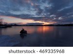 Winter riber at the sunset