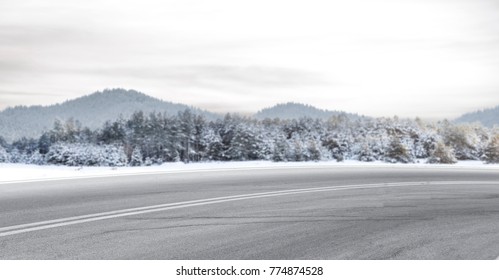 Winter Road. Background Of Free Space For Your Decoration. 