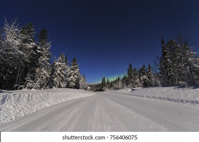 Winter Road By Night