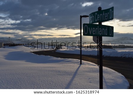 Winter road landscape in Kimball Junction, Parck City, Utah, USA. 