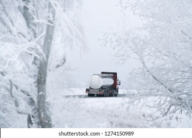 winter road transportation truck.