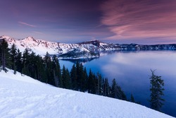 Winter Scene At Crater Lake National Park, Oregon, U.S.A.