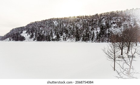 Winter Scene Of Devils Lake State Park 