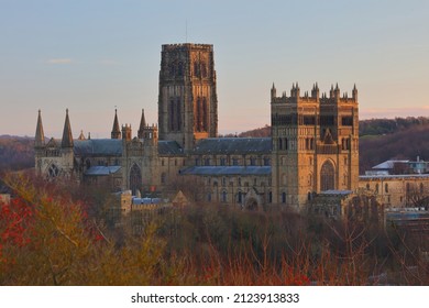 Winter Scene of Durham Cathedral with late afternoon light. County Durham, England, UK.