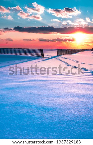 Similar – schneebedeckter Zaun Natur