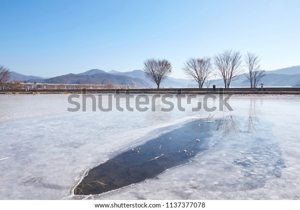 Winter Scenery Dumulmuri Famous Tourist Attraction Stock Photo