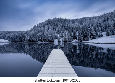 Winter Scenery At Lake Schwarzsee