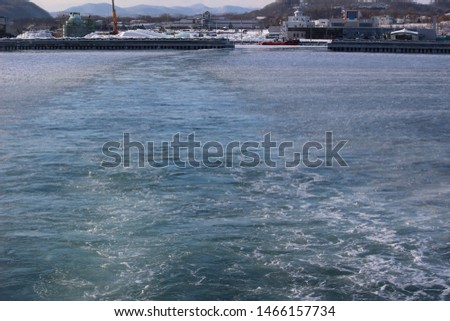 Winter seaside scenery of Okhotsk Mombetsu, Hokkaido, Japan