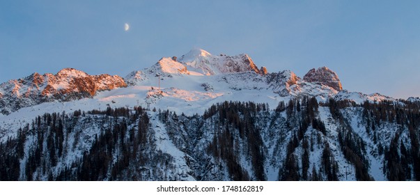 winter season on french alps. Ski resorts on Chamonix Mont-Blanc. Wonderful places for nature lovers