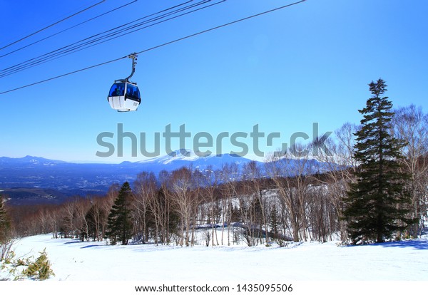 Winter ski resort with
gondola lift