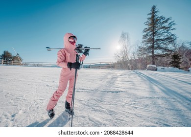 Winter Ski. Skiing portrait of woman alpine skier.