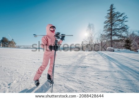 Winter Ski. Skiing portrait of woman alpine skier.