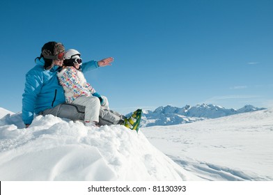 Winter, Ski Vacation - Family In Winter Resort