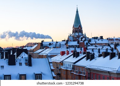 Winter skyline city