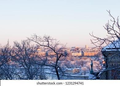 Winter skyline city