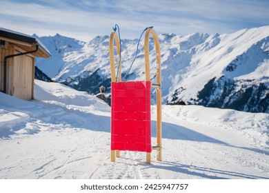 Winter sled in the snow in the winter mountains - Powered by Shutterstock