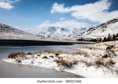 Winter Snow Around The Lakes Of  Snowdonia National Park North Wales