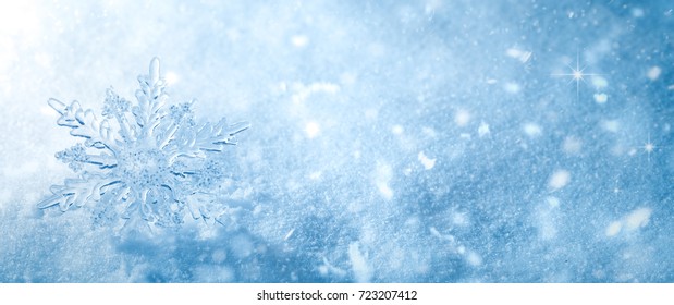 Winter Snow Background.Snowflake Closeup.