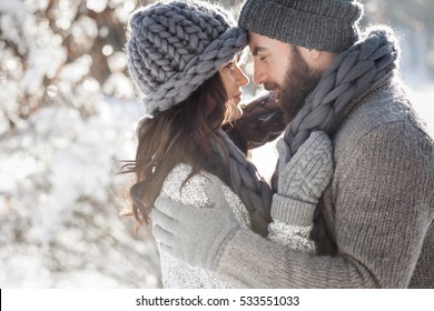 Winter Snow Couple Love Story