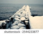 winter, snow, icicles, ice, frozen bay, ice landscape, nature, cold weather, frosty scene,  wonderland, frozen water, icy shore, picturesque winter, snowy, outdoors, ice formations