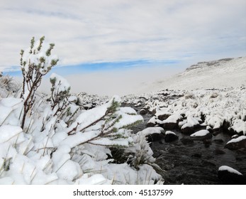 Winter Snow Landscape In The High Maluti Mountains Of Lesotho, Southern Africa