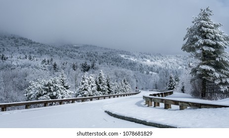 Winter Snow On The Blue Ridge Parkway - Beacon Heights Pull Off