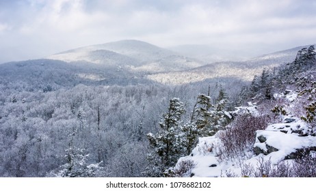 Winter Snow On The Blue Ridge Parkway From Flat Rock Overlook	