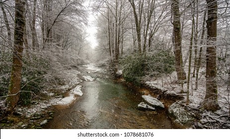 Winter Snow - On The Watauga River, North Carolina