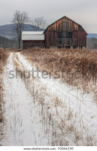 Winter Snow Scene Rustic Old Barn Stock Photo Edit Now 93066190