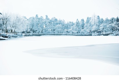 Winter, Snow Scene,Frozen Lake, Famous Scenic Area, The Mount Lu Of China