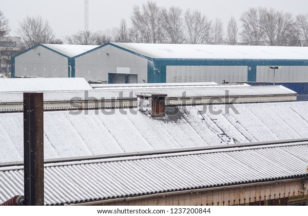 Winter Snow Warehouses Train Station Welwyn Stock Photo Edit Now