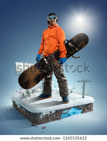 Winter Sport concept. Winter background. 3d illustration in realistic style.