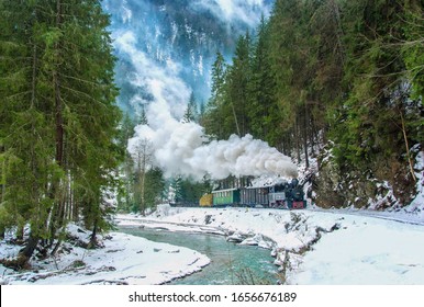 Winter steam train Mocanita from Romania - Powered by Shutterstock