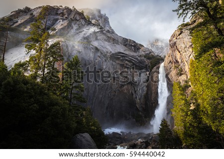Winter Storm Descending on Yosemite Falls, Yosemite National Park, California