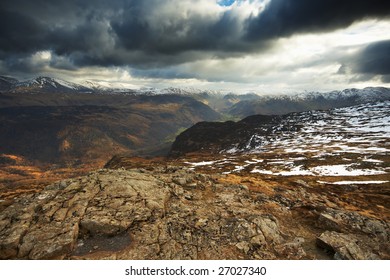 Winter Storm Over A Valley In The Lake District, Cumbria, England