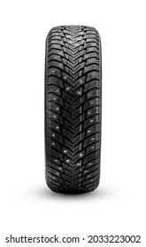 Winter Studded Tire, Isolate Front View Icon Photo