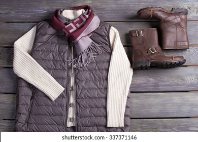 Winter Style. Warm Clothing Of Brutal Man.