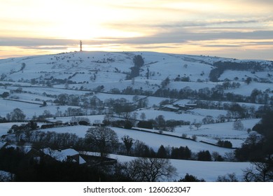 Winter Sunrise Fields Cheshire Snow