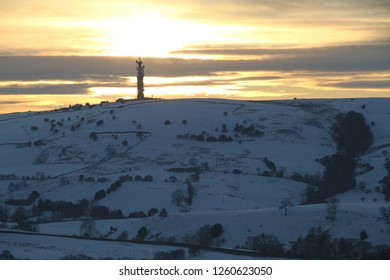 Winter Sunrise Fields Cheshire Snow